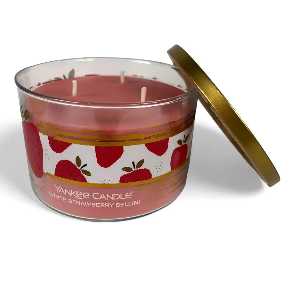 White Strawberry Bellini Yankee Candle 3 Wick Jar Candle 18 oz